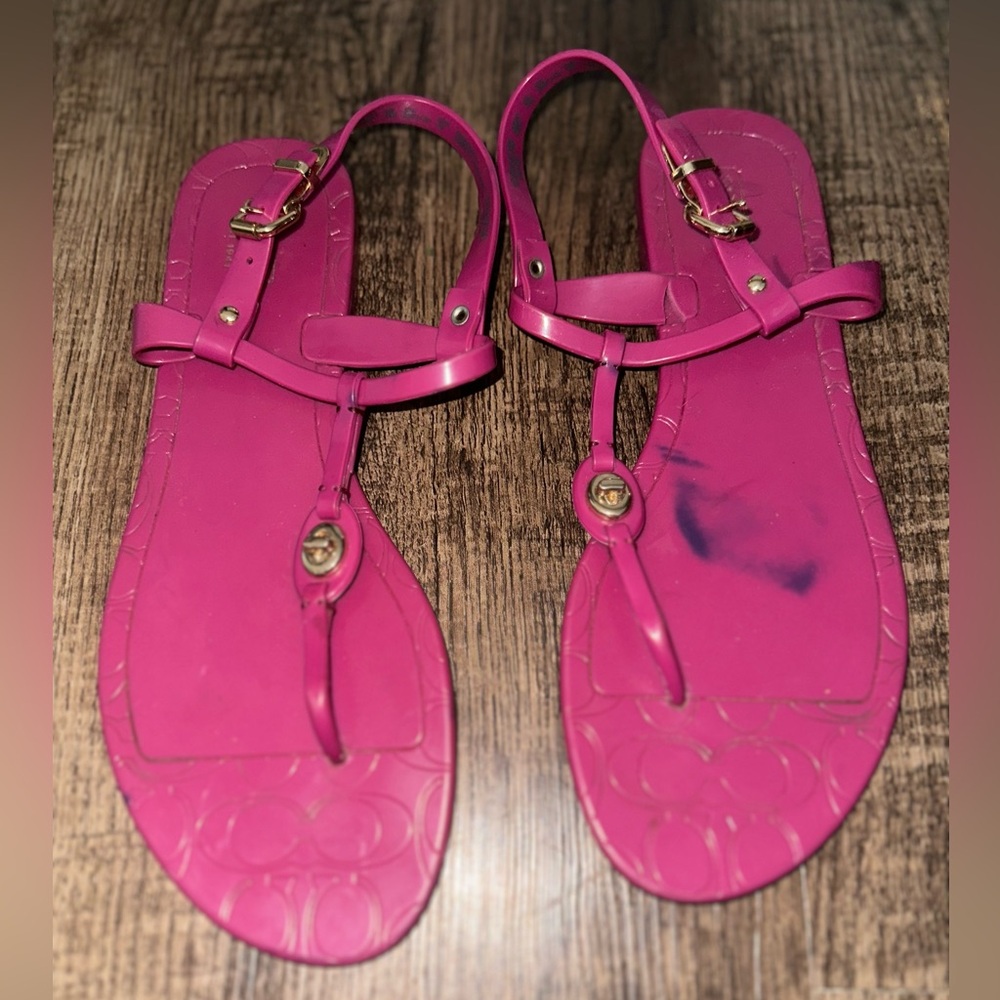 2/$25 Coach Fuchsia Sandals with Gold Accents